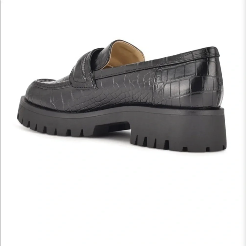 Nine West Black Croc-Embossed Loafers - Picture 10 of 10